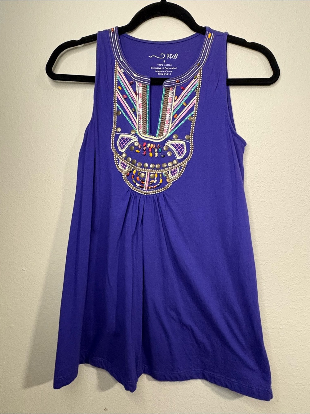 RXB Purple Embellished Sleeveless Tank Top